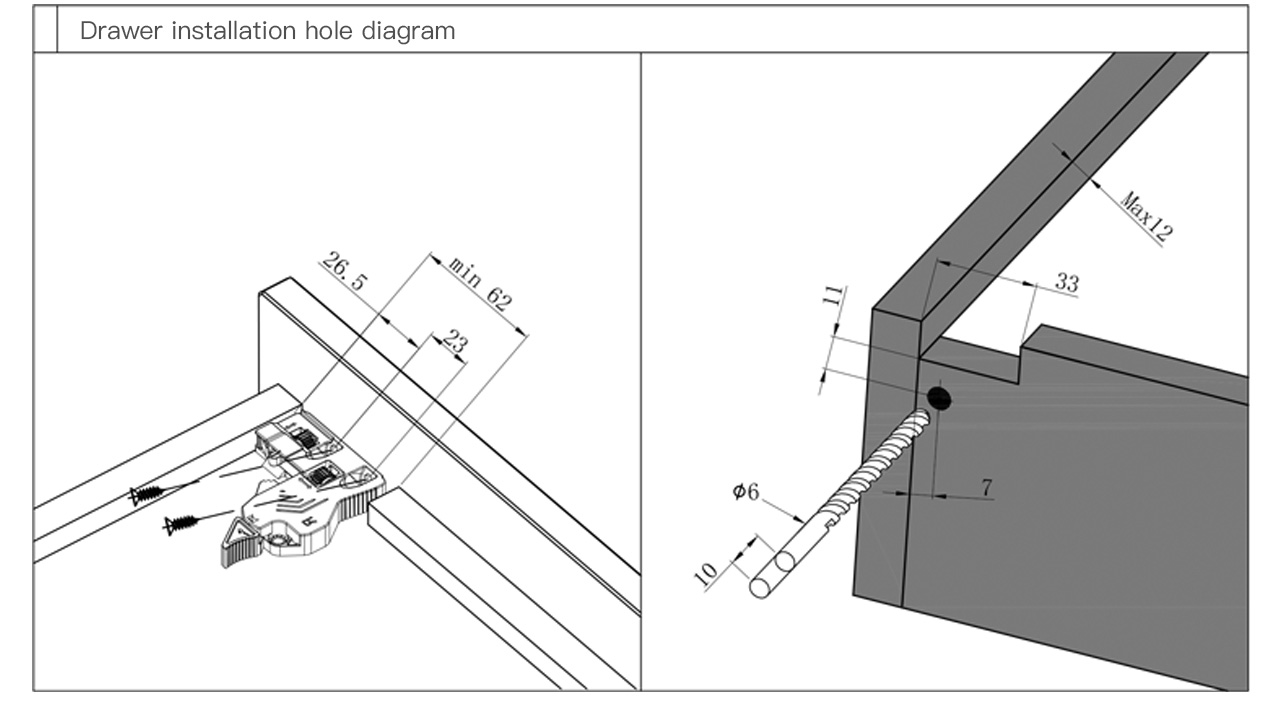 KY Three Sections Full Extension Concealed Undermount Slides